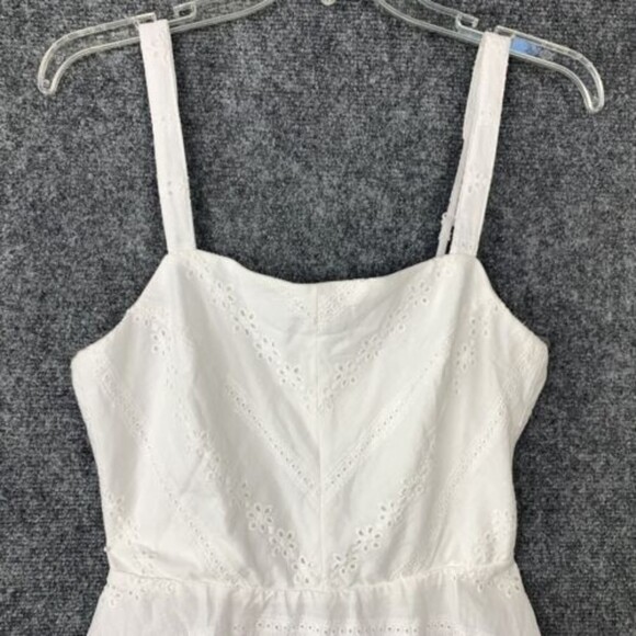 Three Pink Hearts Sundress Women Small NWT Fit & Flare White Eyelet Back Keyhole - Picture 2 of 12